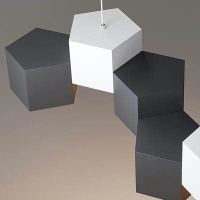 6 Lights Minimalistic Style Square Shape Metal Pendant Chandelier