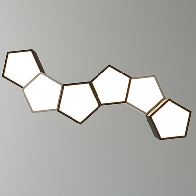 6 Lights Minimalistic Style Square Shape Metal Pendant Chandelier