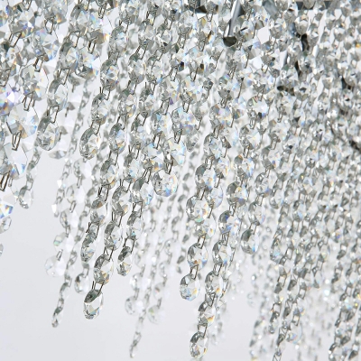 7 Lights Creative Rectangular Crystal Tassel Chandelier for Dining Room and Living Room