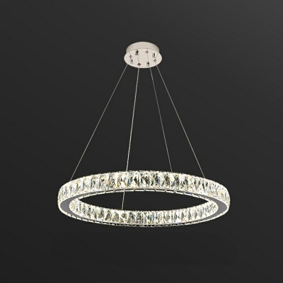 Crystal LED Chandelier Pendant Light Round Minimalism for Living Room