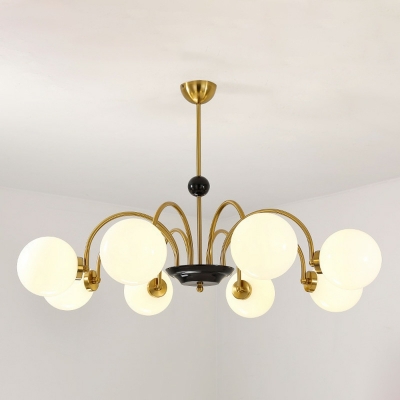 French Style Bauhaus Chandelier with White Glass Shade for Dining Room and Living Room