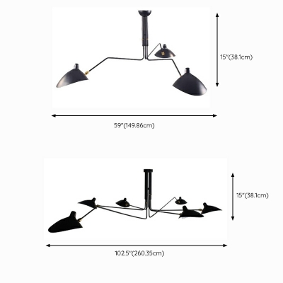 Industrial Style Irregular Ceiling Lamp in Black for Dining Room and Living Room