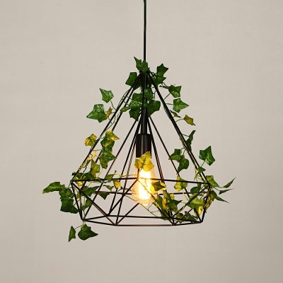 Industrial Style Personality Wrought Iron Hanging Lamp with Plant Decoration for Bar and Restaurant