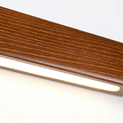 Walnut Color Minimalist Wooden Long Strip Vanity Lamp LED Third Gear for Bathroom