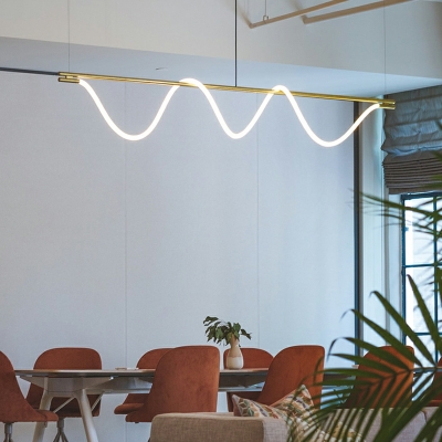 1 Light Contemporary Style Linear Shape Metal Ceiling Pendant Light