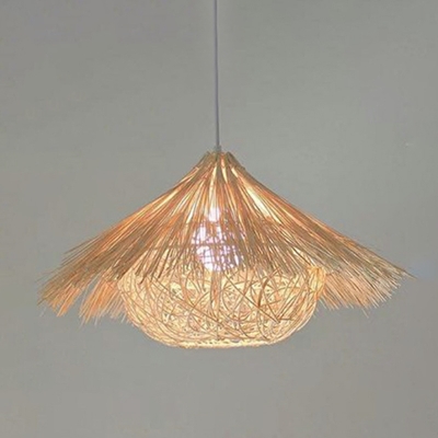 1 Light Minimalism Style Cone Shape Rattan Hanging Pendant Light