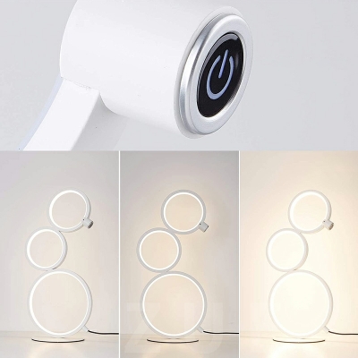 3 Lights Contemporary Style Ring Shape Metal Night Table Lamp for Bedroom