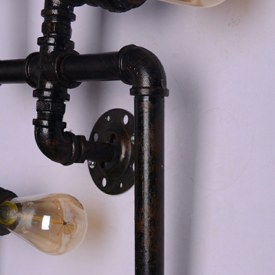 5 Lights Vintage Style Waterpipe Shape Metal Flush Mount Wall Sconce