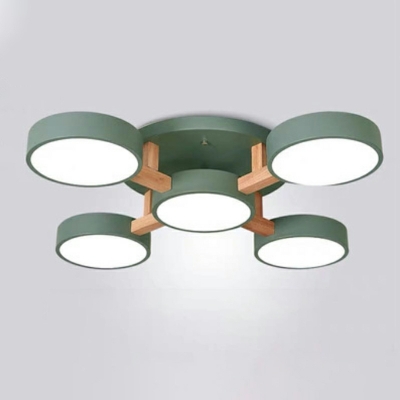 9 Lights Minimalism Style Round Shape Metal Flush Mount Light Fixture