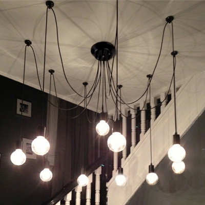 Black Ceiling Suspension Lamp Industrial Vintage for Living Room
