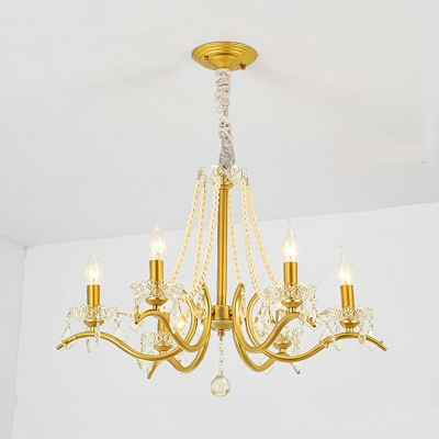 Brass Chandelier Lighting Fixtures Traditional Crystal for Living Room