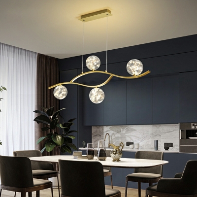 Contemporary Island Chandelier Lights Globe Glass for Dinning Room