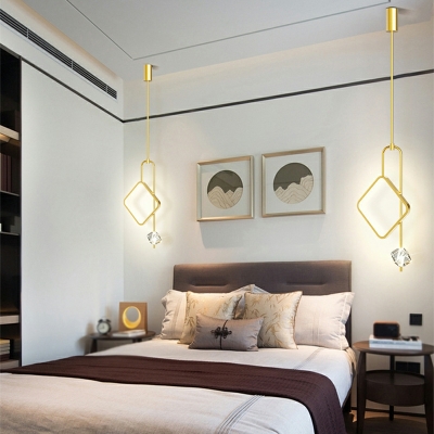LED Minimalist Metal Crystal Chandelier in Gold for Bedroom and Bar