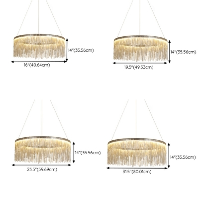 Minimalism Chandelier Lighting Fixtures Tassel Round LED for Living Room
