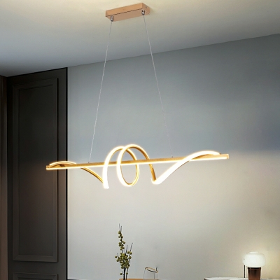 Minimalism Island Lighting Fixtures LED Metal Linear for Dinning Room