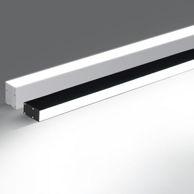 Modern Minimalist LED Strip Aluminum Pendant Light in Black for Office and Gym