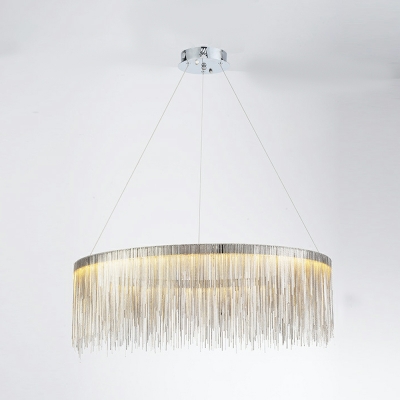 Round Tassel Chandelier Lighting Fixtures Minimalism for Living Room