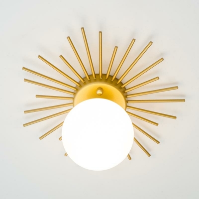 1 Light Traditional Style Ball Shape Metal Flush Mount Ceiling Chandelier