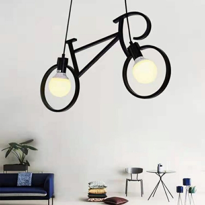 2 Lights Creative Personality Bicycle Hanging Lamp for Bedroom and Cafe