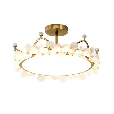 2 Lights Minimalism Style Crown Shape Metal Flush Ceiling Light Fixtures