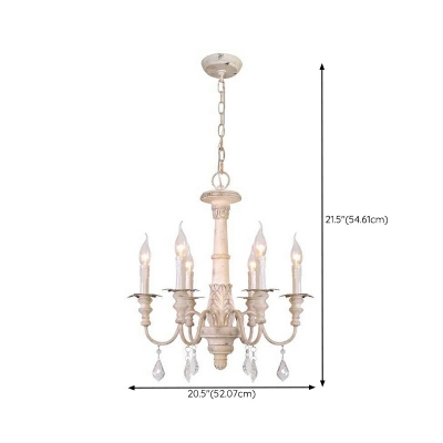 6 Lights Traditional Style Candle Shape Metal Chandelier Pendant Light