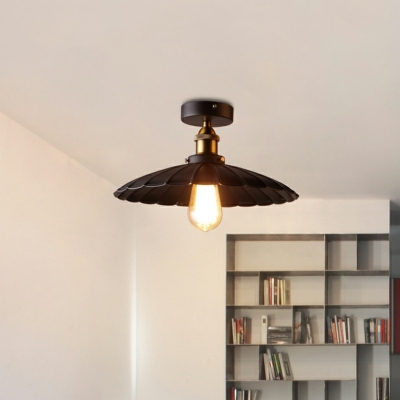 American Creative Small Black Umbrella Ceiling Lamp for Porch and Balcony