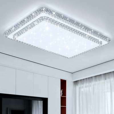 Contemporary Crystal Flush Mount Ceiling Light Fixtures for Living Room