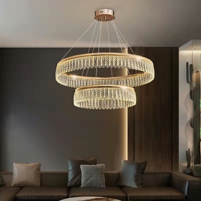 Crystal Round Chandelier Pendant Light LED Minimalism for Living Room