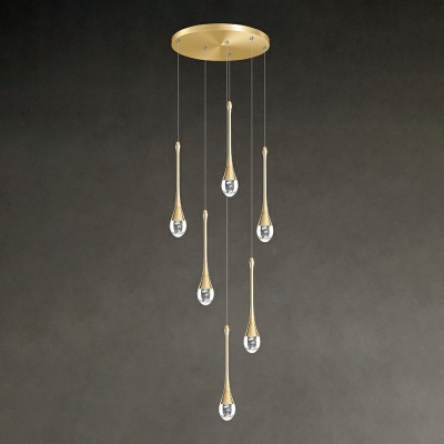 Minimalism Hanging Pendant Lights Teardrops Crystal for Living Room