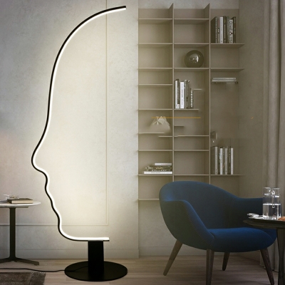 Nordic Minimalist Art Line LED Floor Lamp in Black for Bedroom and Study