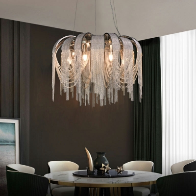 Tassel Chandelier Lighting Fixtures Elegant Round Minimalism for Living Room