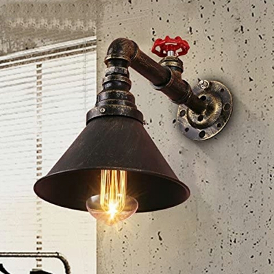 1 Light Vintage Style Cone Shape Metal Flush Mount Wall Sconce
