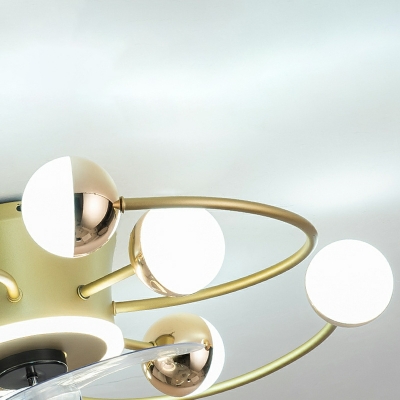 9 Lights Creative Metal Ceiling Fan Light with Three Gears for Bedroom and Living Room