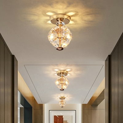 Globe Crystal Semi Flush Mount Ceiling Fixture for Living Room