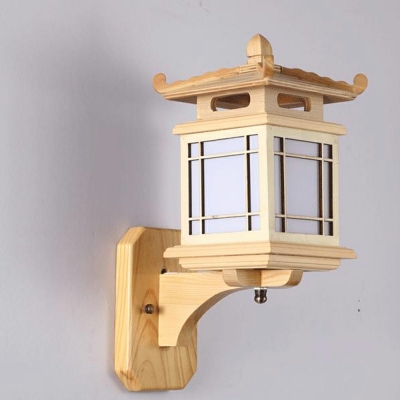 Japanese Creative Wood Art Modeling Wall Mount Fixture for Hallway and Bedroom