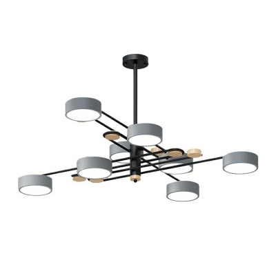 LED Nordic Simple Wood Art Chandelier in Gray for Living Room and Dining Room