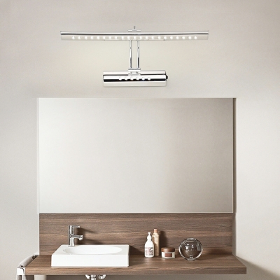 LED Strip Stainless Steel Adjustable Vanity Light in Silver for Bathroom