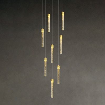Minimalism Hanging Pendant Lights Cylinder Crystal for Living Room
