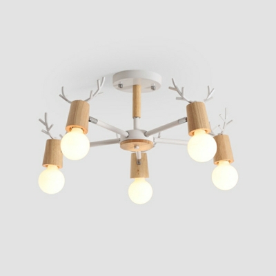 Nordic Creative Wrought Iron Antler Chandelier for Bedroom and Dining Room