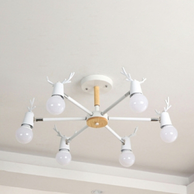 Nordic Creative Wrought Iron Antler Chandelier for Bedroom and Dining Room