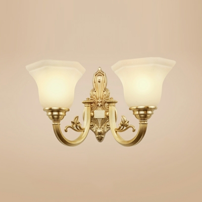 Traditional Wall Mounted Vanity Lights American White Glass for Living Room