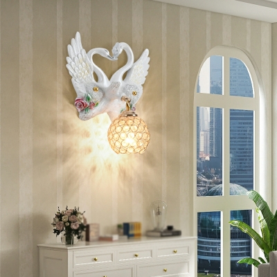 1 Light Contemporary Style Swan Shape Crystal Wall Mounted Lamps