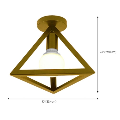 1 Light Farmhouse Style Triangle Shape Metal Flush Mount Light Fixture