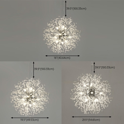 12 Lights Simplistic Style Globe Shape Metal Commercial Pendant Lighting