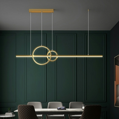 3 Lights Modernist Style Linear Shape Metal Chandelier Light Fixtures