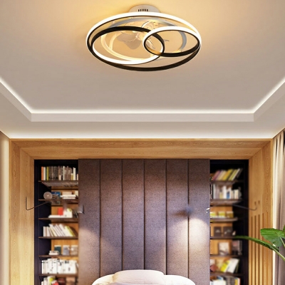 Contemporary Ceiling Fans Round Linear Basic LED for Living Room