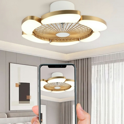 Floral Ceiling Fans Minimalism LED Modern Basic for Living Room