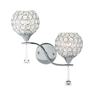 Globe Crystal Wall Mounted Light Fixture Modern White for Living Room