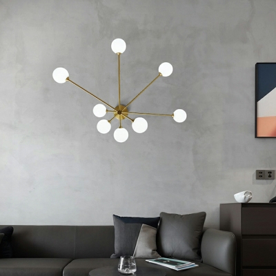 Minimalism Chandelier Lighting Fixtures Globe Glass and Metal for Living Room