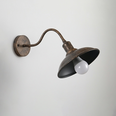 1 Light Industrial Style Dome Shape Metal Flush Mount Wall Sconce